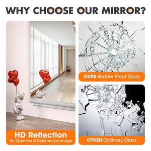 Wall-Mounted Tempered Glass Gym Mirror 55"L x 21"W – Set of 2