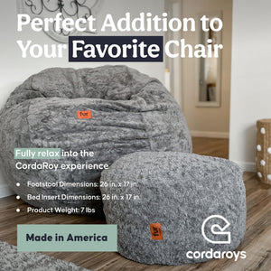 Faux Fur Bean Bag Pouf Footstool with Washable Cover