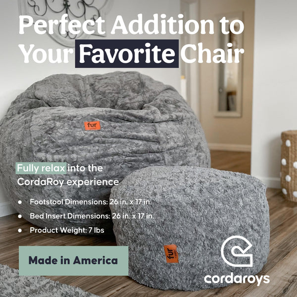 Faux Fur Bean Bag Pouf Footstool with Washable Cover