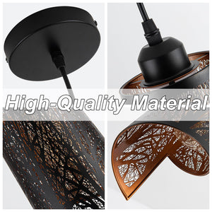 Black Gold Hollow-Carved Pendant Light – Farmhouse Metal Fixture