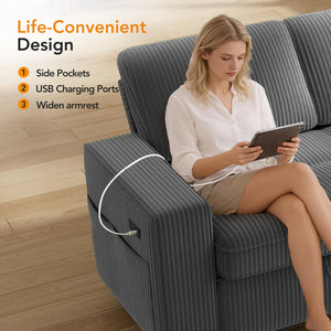 81" L-Shaped Sectional Sleeper Sofa with Pull-Out Bed & Storage