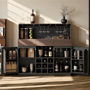 Wine Cabinet with LED Lights & Charging Station