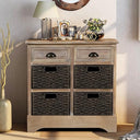 Farmhouse Storage Cabinet with 2 Drawers & 4 Baskets
