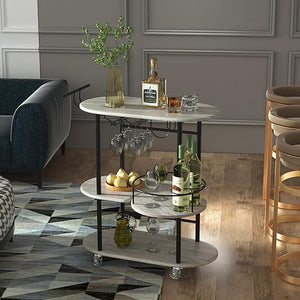 4-Tier Rolling Bar Cart with Wine Rack & Glass Holder