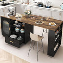 Rolling Kitchen Island with Swivel Table, Storage Cabinet, Drawers & Shelves
