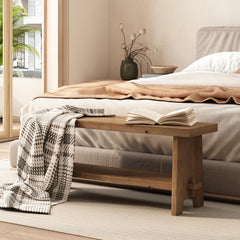 Solid Wood Farmhouse Entryway Bench
