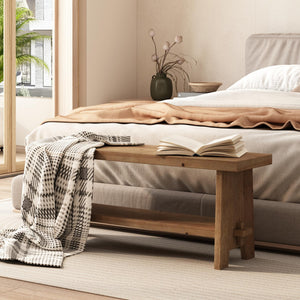 Solid Wood Farmhouse Entryway Bench