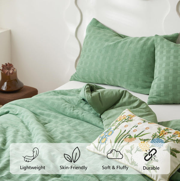Cotton Waffle Weave Comforter Set – 3-Piece Bedding Set