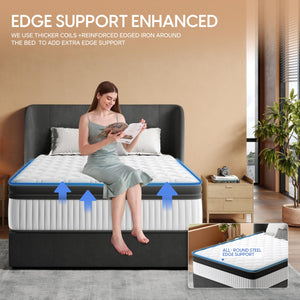 Queen Hybrid Mattress 12 Inch – Memory Foam & Innerspring with Cooling Gel