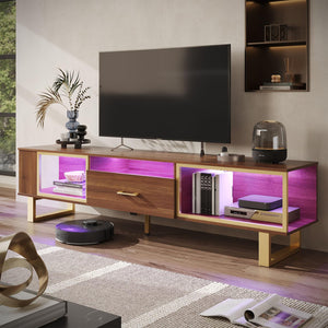 70-Inch LED TV Stand with Storage Drawer – Walnut