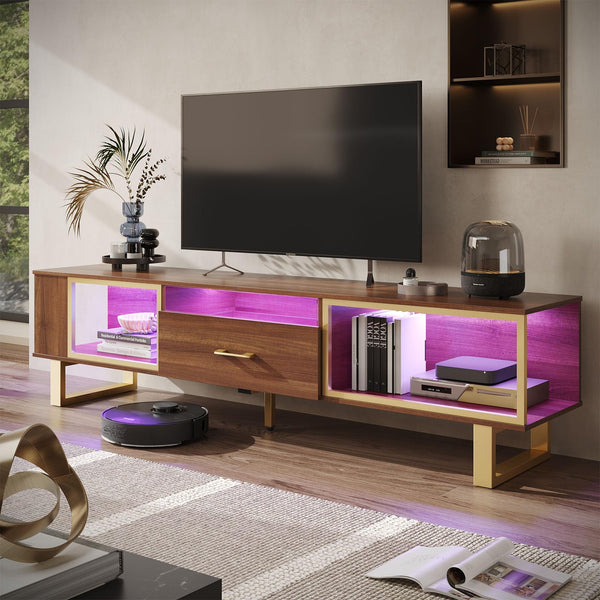 70-Inch LED TV Stand with Storage Drawer – Walnut