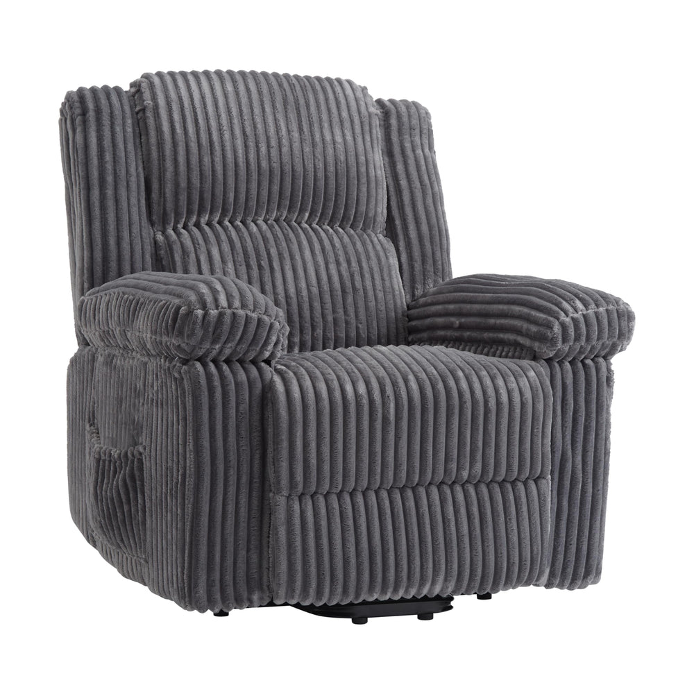 Corduroy Manual Recliner Chair with Side Pocket – Dark Gray