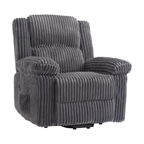 Corduroy Manual Recliner Chair with Side Pocket – Dark Gray