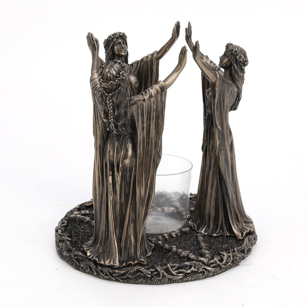 Triple Goddess Cold Cast Bronze Resin Candle Holder