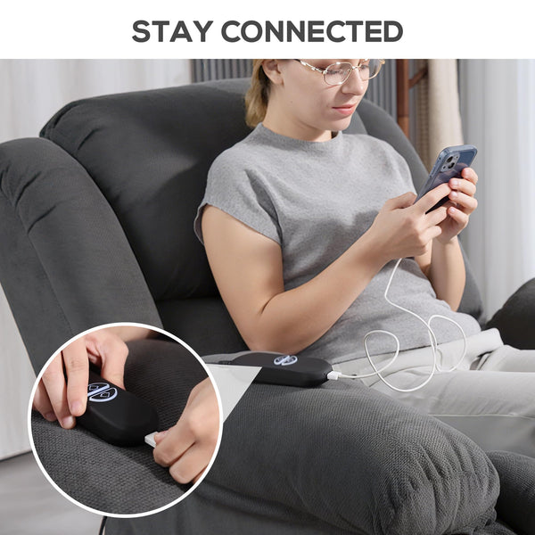 Power Lift Recliner Chair with Massage, Heat & USB Port – Gray