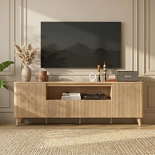 TV Stand for 80 Inch TV with Storage, Drawers & Adjustable Shelves