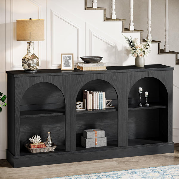Farmhouse Console Table 63 Inch with 3-Tier Storage