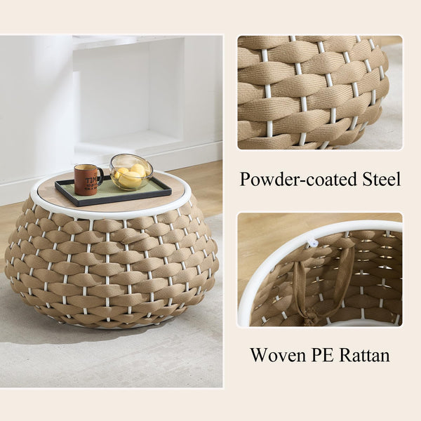 30.5" Round Outdoor Patio Side Table with Removable Lid