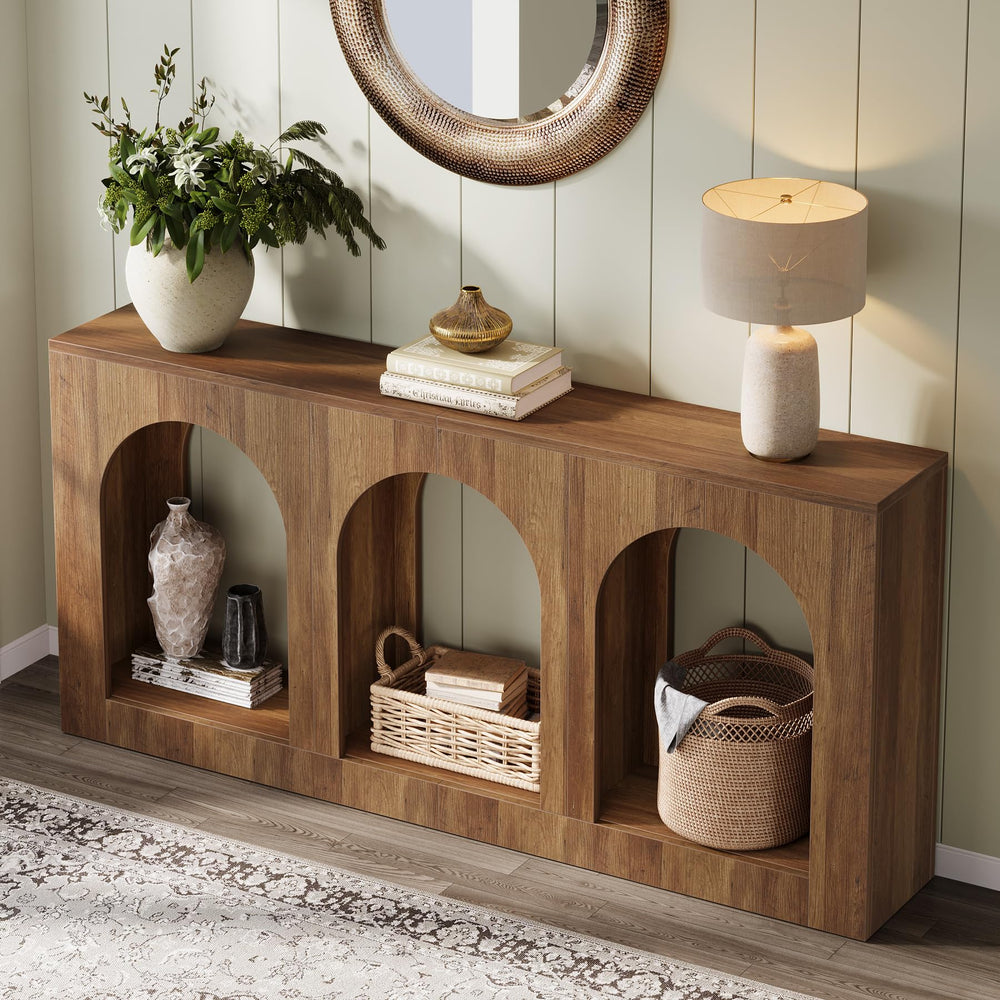 70.9" Console Table with 3 Arched Shelves