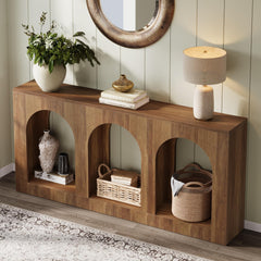 70.9" Console Table with 3 Arched Shelves