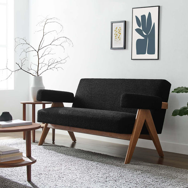 Boucle Fabric Loveseat