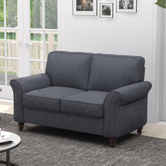 Modern Linen Loveseat Sofa – 2-Seat Upholstered Couch