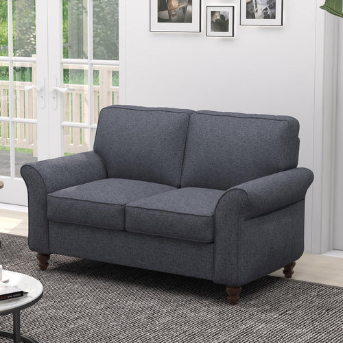 Modern Linen Loveseat Sofa – 2-Seat Upholstered Couch
