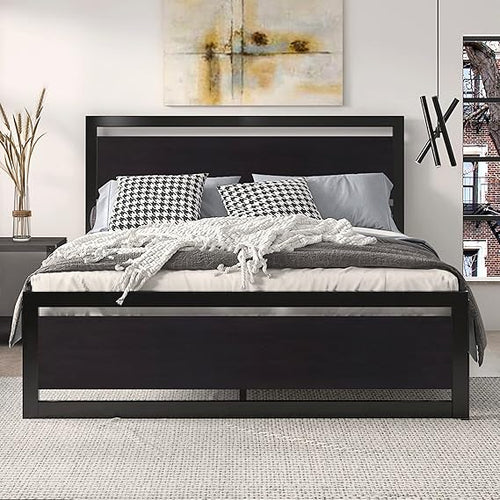 Metal Platform Bed Frame with Headboard & Slat Support