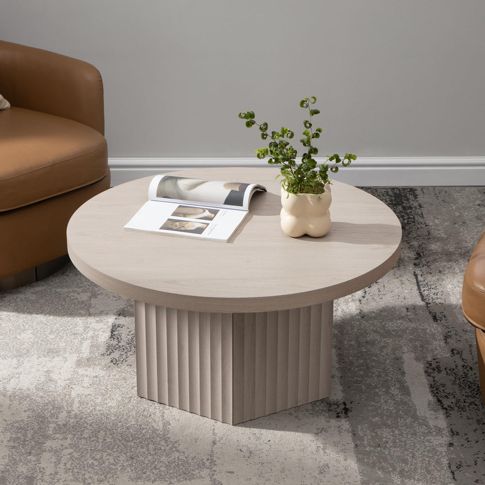 Round Fluted Coffee Table with Storage