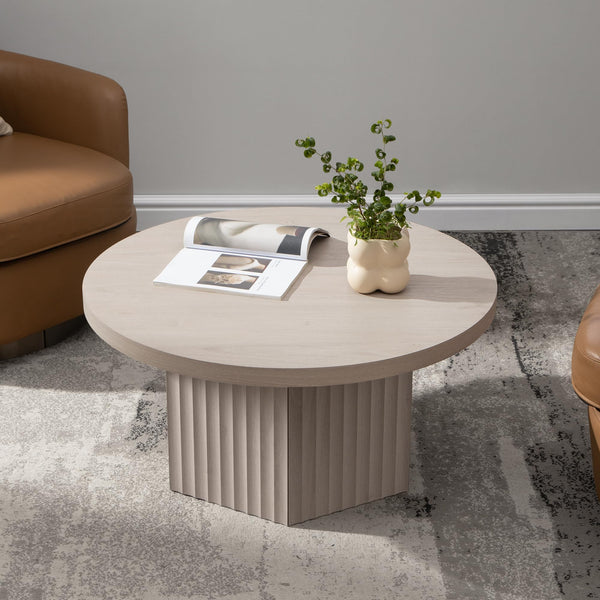 Round Fluted Coffee Table with Storage