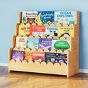 4-Tier Scalloped Kids Bookshelf – Front-Facing Wooden Bookcase