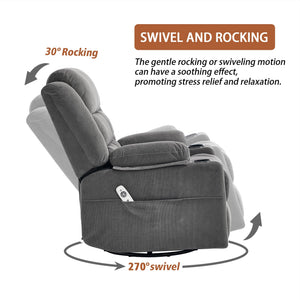 Swivel Rocker Recliner Chair with Massage & Heat
