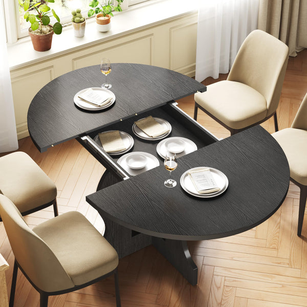 Extendable Round Dining Table for 4–8 | 43.3" to 59" Oval Kitchen Table