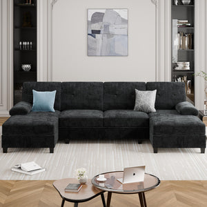 U-Shaped Sectional Sofa with Double Chaise – 4-Seat Living Room Couch