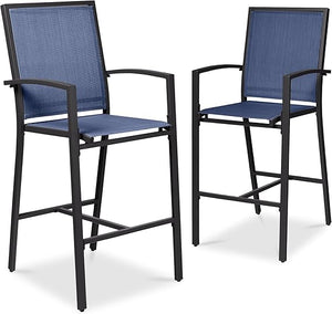 Outdoor Bar Stools Set of 2 – All-Weather Mesh with Armrest