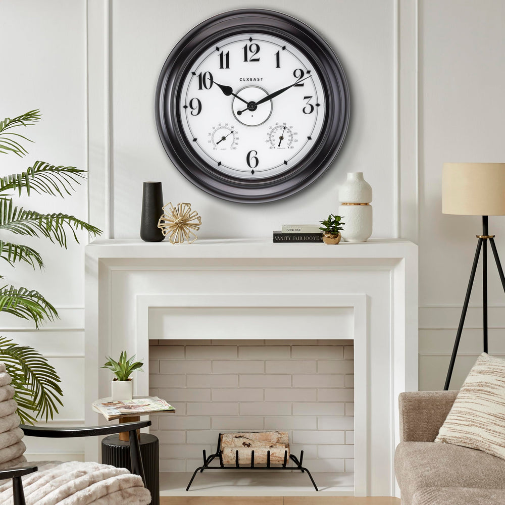 24 Inch Illuminated Outdoor Wall Clock with Temperature & Humidity Display