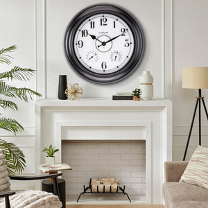 24 Inch Illuminated Outdoor Wall Clock with Temperature & Humidity Display