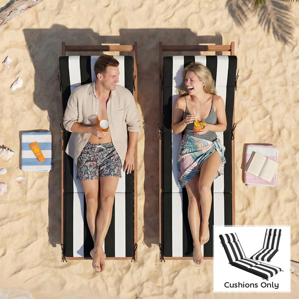 Outdoor Chaise Lounge Cushions Set of 2 with High-Density Foam, Water-Repellent & UV-Resistant
