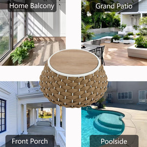 30.5" Round Outdoor Patio Side Table with Removable Lid