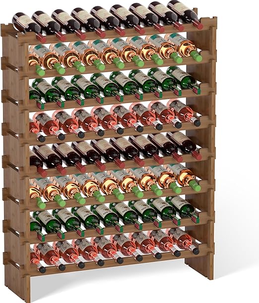 8-Tier Bamboo Wine Rack Freestanding Floor – 72 Bottle Holder
