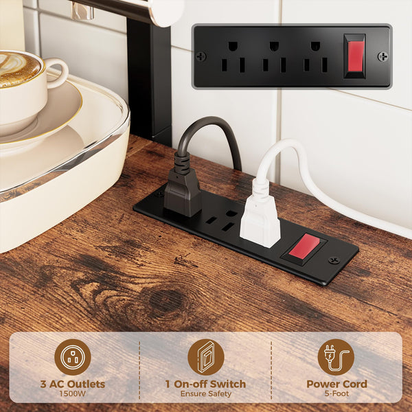 L-Shaped 6-Tier Corner Baker's Rack with Power Outlet