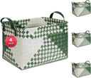 Woven Storage Baskets with Leather Handle
