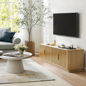 71" Fluted TV Stand with Faux Marble Top