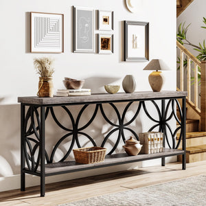 Industrial Console Table 70.9 Inch with Storage Shelves