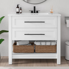 36" Freestanding Bathroom Vanity with Ceramic Sink