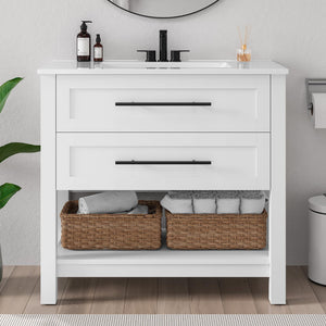 36" Freestanding Bathroom Vanity with Ceramic Sink
