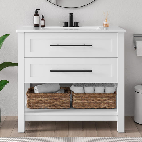 36" Freestanding Bathroom Vanity with Ceramic Sink