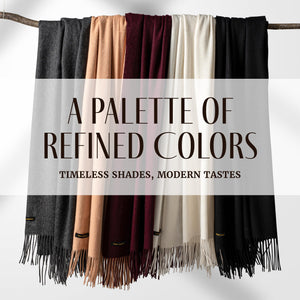 Cashmere Throw Blanket with Fringe – 60 x 54 Inch