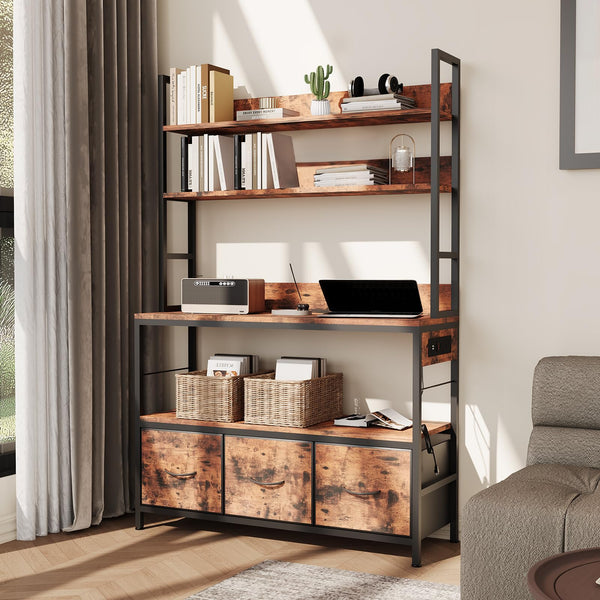 5-Tier Baker's Rack with Charging Station & Drawers