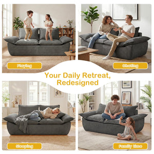 59" Boneless Loveseat Sofa – 2-Seater Foam Couch with Removable Cushions